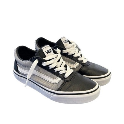 VANS Ward Low Leather & Canvas Casual Fashion Skate Shoes Sneakers Youth Size 1
