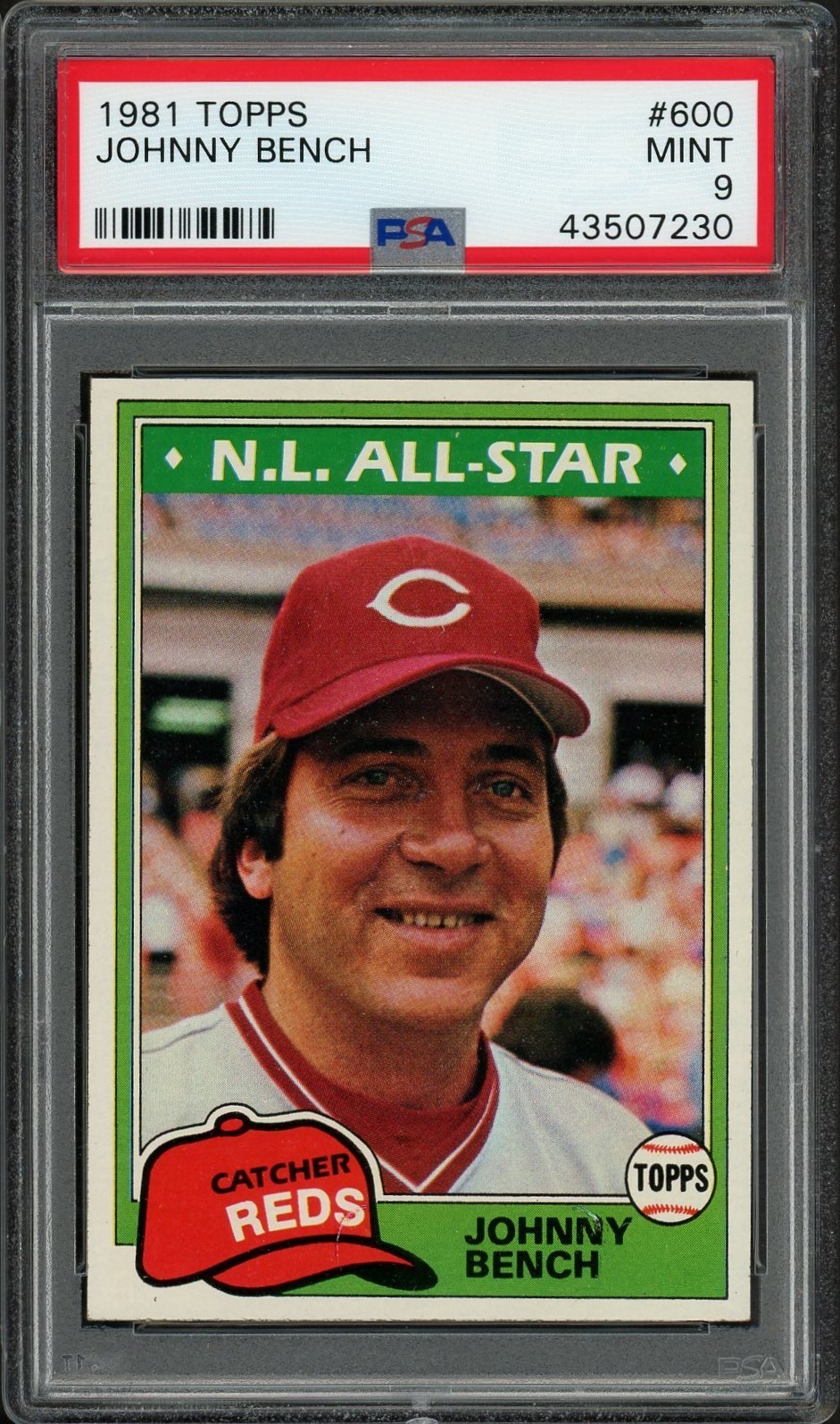 1981 Topps Johnny Bench #600 (REDS) PSA 9