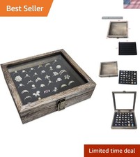 Showcase Your Jewelry with an Elegant 36 Ring Wood Display Case - Velvet Insert