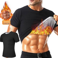 Men Sauna Shirt Sweat Compression Shirt Sweat Enhancer Short Sleeve Body Shaper