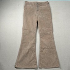 American Eagle Corduroy Pants Womens 12 Super High Rise Flare Brown Y2K Disco