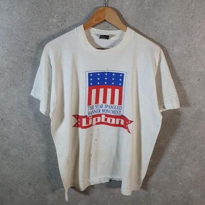 Vintage Screen Stars Lipton Star Spangled Banner Monument TShirt Herren Large weiß