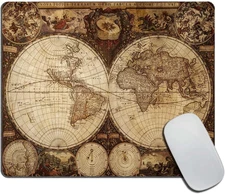 World Map Mouse Pad, Old World Map Drawn in 1720S Nostalgic Style Art Historical