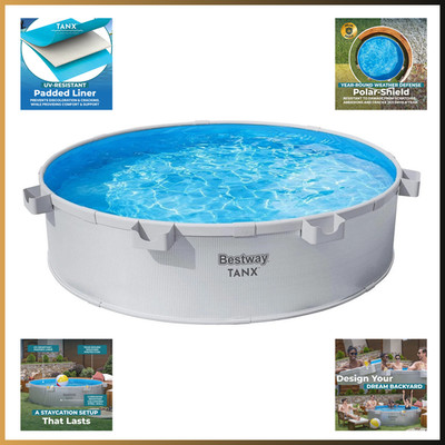 Bestway TANX 8 Ft x 24 In Round Above Ground Stock Tank Pool Outdoor Backyard