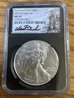 2019 W Burnished Silver Eagle NGC MS-70 Charlie Duke signed Apollo mission