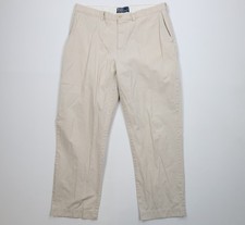 Vtg 90s Ralph Lauren Mens 38x30 Distressed Prospect Wide Leg Chino Pants Stone