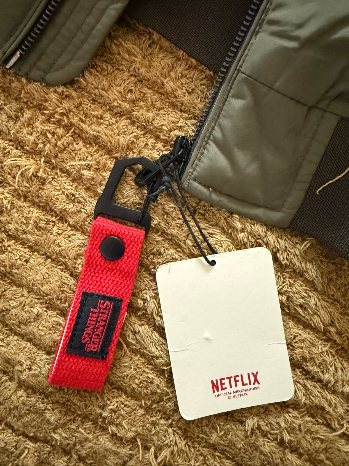 Pull & Bear X Netflix Stranger things Unisex XXS Khaki Bomber jacket New RARE image 2