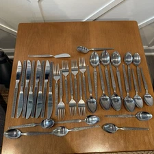 United Silver Co US15 Jasmine Floral Flatware Misc Lot of 34 Japan Stainless