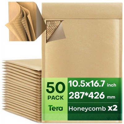 Honeycomb Padded Mailers Envelopes: 10.5 x 16.7 inch 50 pcs 4-Layer Protectio...