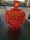 Vintage L.E.Smith Moon And Stars Amberina Low Footed Candy Dish With Lid
