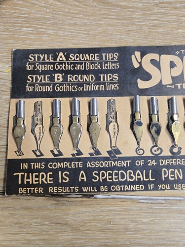 Vintage Calligraphy Speedball 20 Pen Nibs On Card Incomplete - Picture 2 of 4