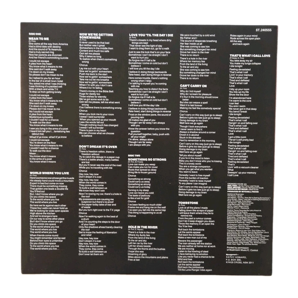 CROWDED HOUSE "Crowded House" RARE AUSSIE 1986 10Tk LP w/DON'T DREAM IT'S OVER - Image 4 of 4