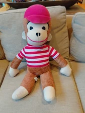 Vintage LARGE 70s CURIOUS GEORGE Monkey Plush Orig Red Striped Shirt Carnival