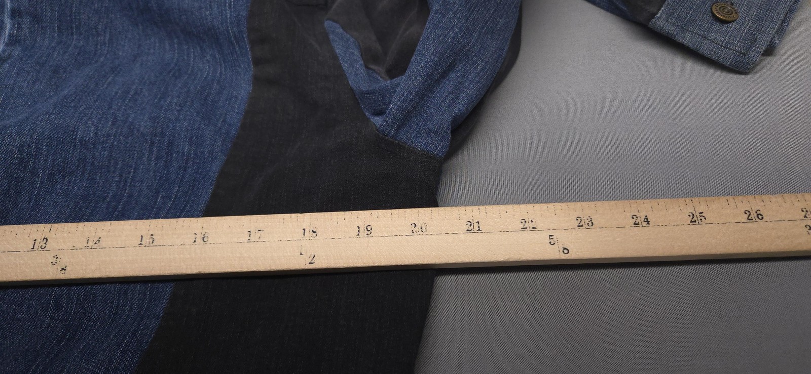 Mens Denim Jacket Medium Blue Patchwork Equipemen… - image 18