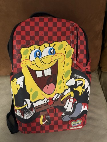 Sprayground SpongeBob SquarePants Checkered Shark Backpack Limited Edition Used
