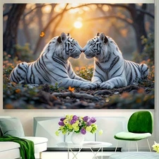 1pc White Tiger Polyester Wall Hanging, Multipurpose Nature-Inspired Backdrop fo