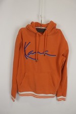 Karl Kani Orange Cotton Fleece Lined Stretch Long Sleeve Pullover Hoodie Size S