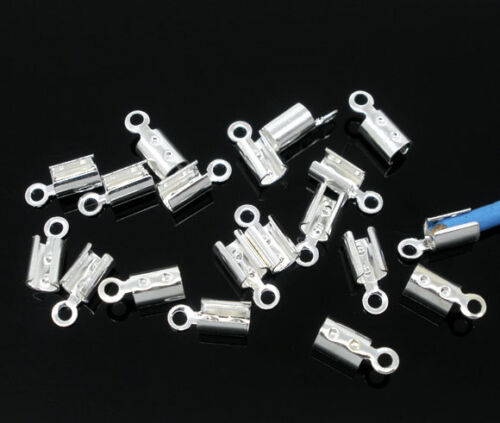 50 x tape clamps silver, end pieces, end caps, connector with eyelet 8x3 mm - Picture 1 of 1