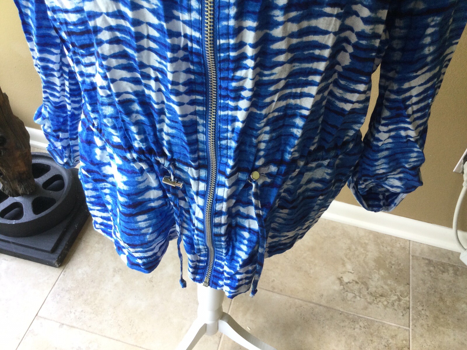 Ruby Road lightweight zip front blue/white tye dy… - image 5