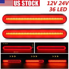 2x Flowing Redamber Led 9 Truck Trailer Brake Tail Light Stop Turn Signal Drl