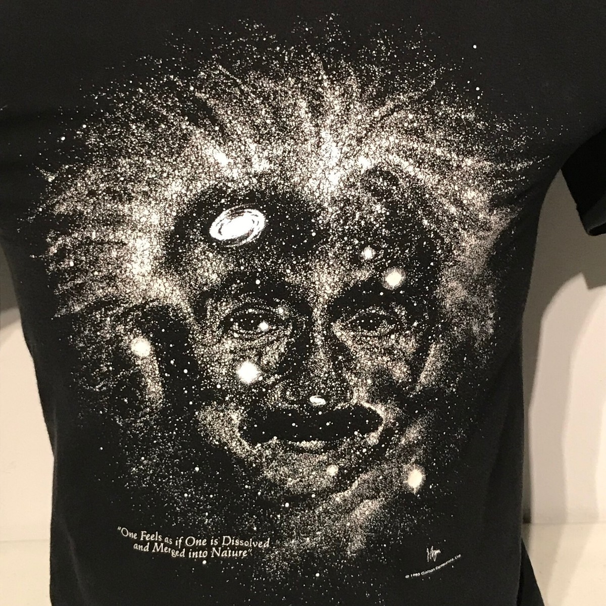 Vintage 1993 ALBERT EINSTEIN Black Small T Shirt Scientist Space 