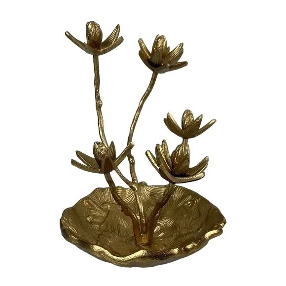 World Market Brass Gold Flower Jewelry Tree Hanging Organizer