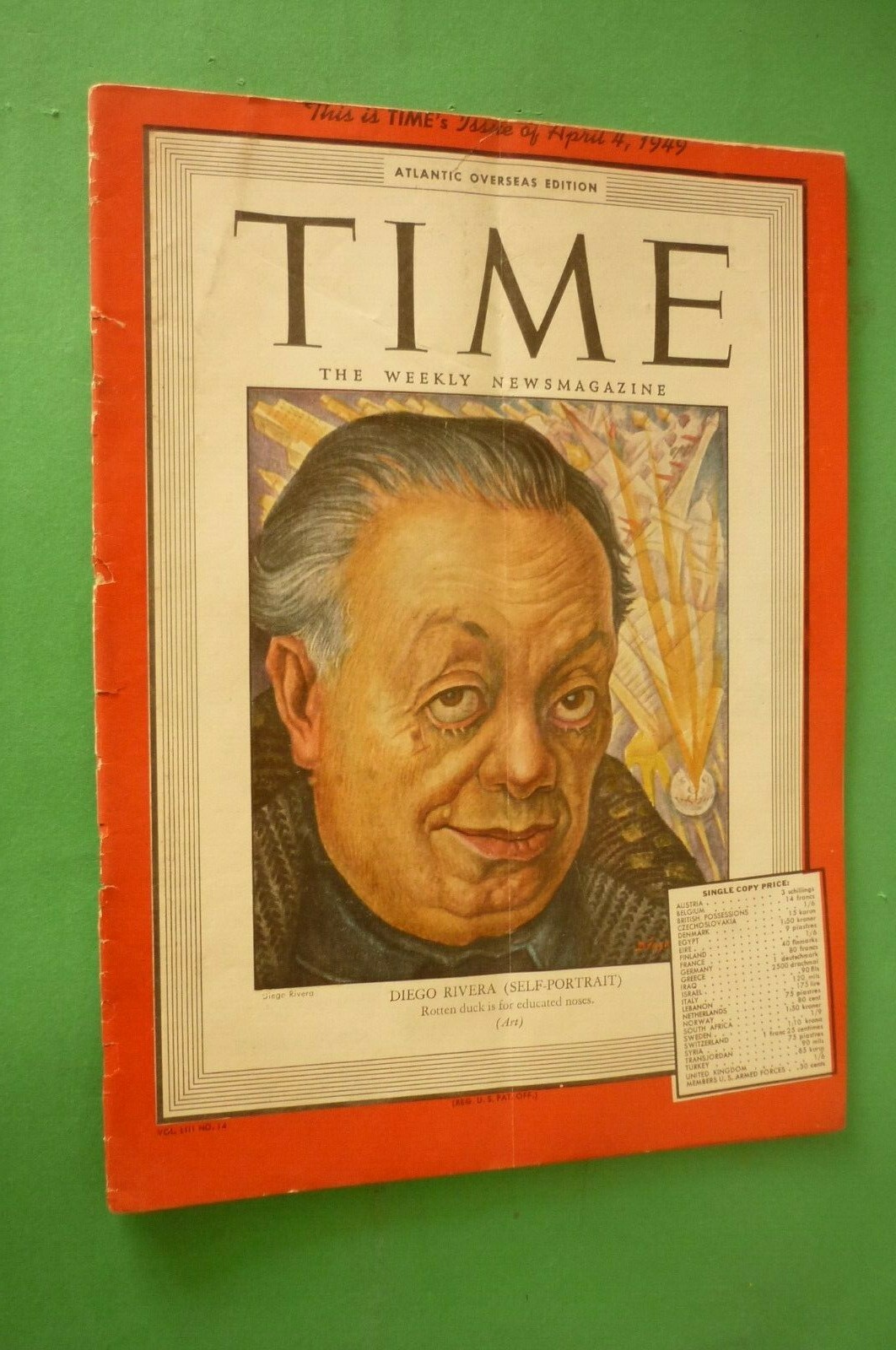 Time Magazine April 4, 1949 Diego Rivera Muralist Painter Mexican