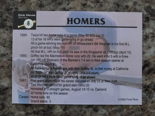 1992 Front Row Club House Series Ken Griffey Jr 10 Card Set - Picture 18 of 22