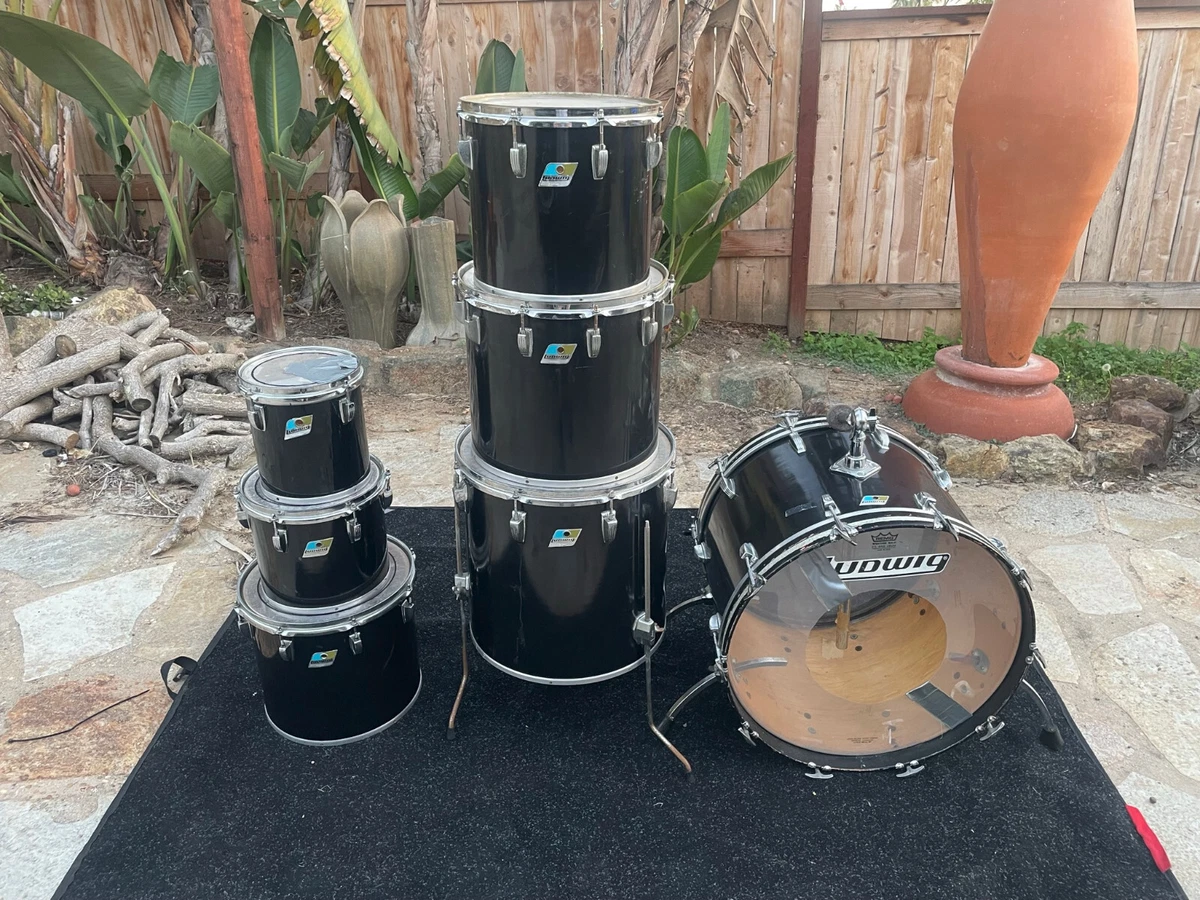 Ludwig Black Cortex 70 s 7pc Concert Tom Drum Kit Set eBay