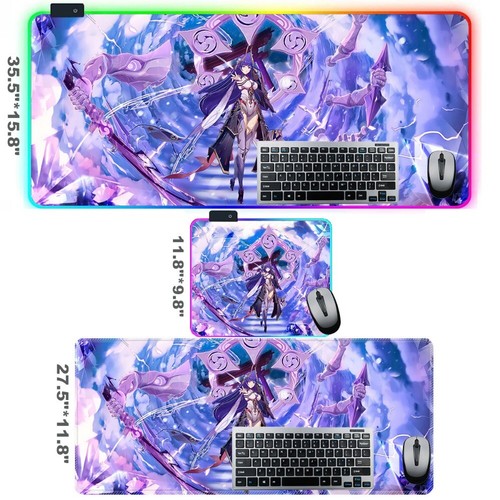Genshin Impact Ei Raiden Shogun LED Large Gaming Mouse Pad Anime Keyboard Mat - 第 8/13 張圖片