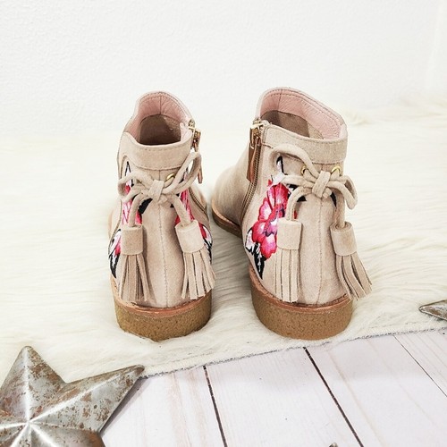 Kate Spade Belleville desert ankle boots floral embroidered tan suede sz 7.5 NEW - Picture 3 of 9