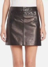 Polo Ralph Lauren Sally Embellished Leather Mini Skirt Corset Style US2 S 600
