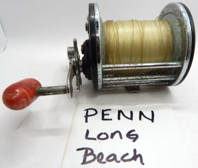 Penn Long Beach No 68 Bait Casting Open Fishing Reel Bakelite Red Handle