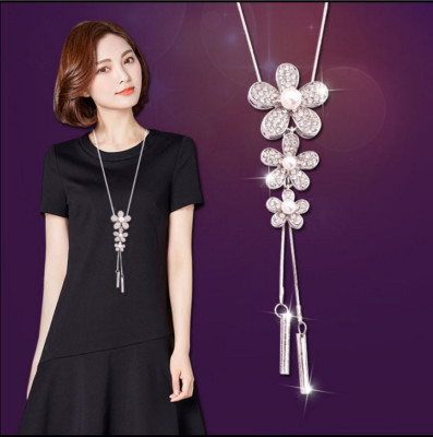 Große schöne Damen Blumen Halskette Tropfen Stab 925 Sterling Silber Mode