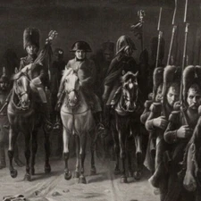 c1914-18 Russian Military Art Postcard - Solders Generals March at Night 