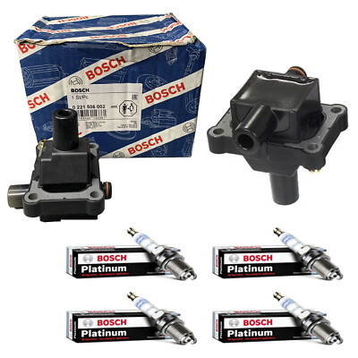 For 93-99 Mercedes-Benz C230 C280 Bosch Ignition Coil 2PCS & Spark Plug 4PCS Set