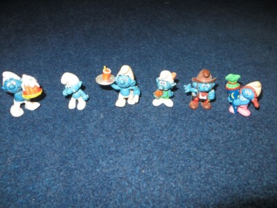 19 x Schleich Schlümpfe, Kellner, Flöte, Pfeife, traurig usw.