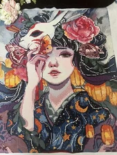 Handmade completed finished cross stitch pieces 19''x 24'' unframed New