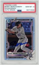Benny Montgomery Signed 2021 Bowman Draft Chrome Sky Blue Gem Mt 10 PSA/DNA