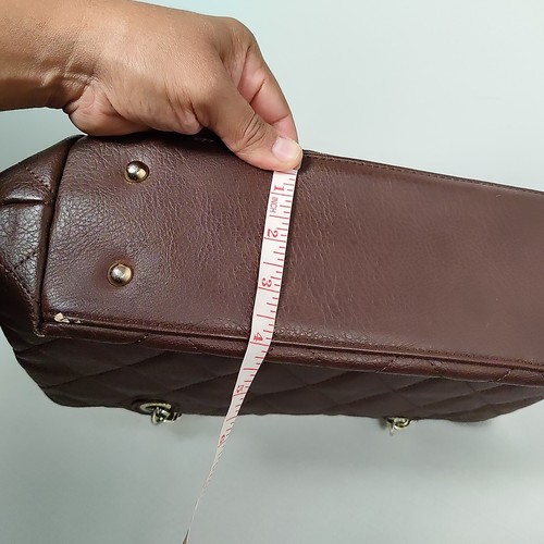 Womens Tote Purse Medium Brown Quilted Leather by Charming Charlie - Picture 21 of 22