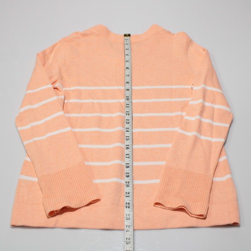 Kinross Cashmere NWT V-Neck Long Sleeve Sweater Size Small Peach/White Stripes - Picture 5 of 8