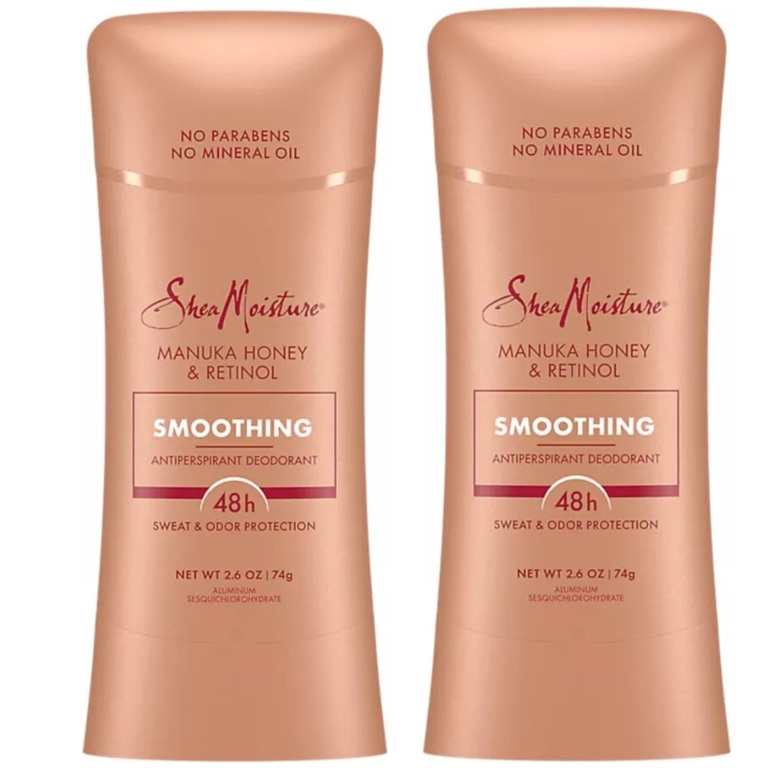 2 Pack Shea Moisture 48H Antiperspirant Deodorant Smoothing Manuka Honey Retinol