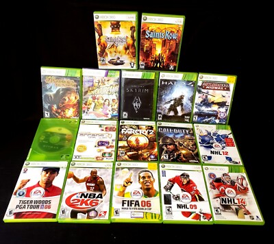 Lot of 17 XBOX 360 Games Skyrim Call of Duty Farcry Hitman Saints Row Sporrts 