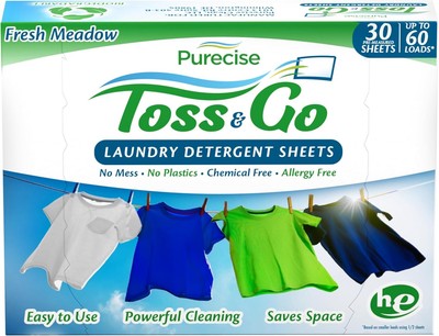 Toss & Go Laundry Detergent Sheets, Eco-Friendly Washing 30 Count (Pack of 1) 