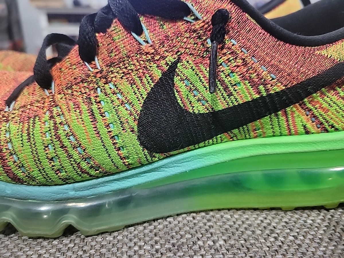 Nike Flyknit Air Max Green Orange Sneakers 620469-801 Men