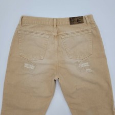 Roberto Cavalli Women's Beige Tan Ripped Denim Jeans Pants Made in Italy Size 30