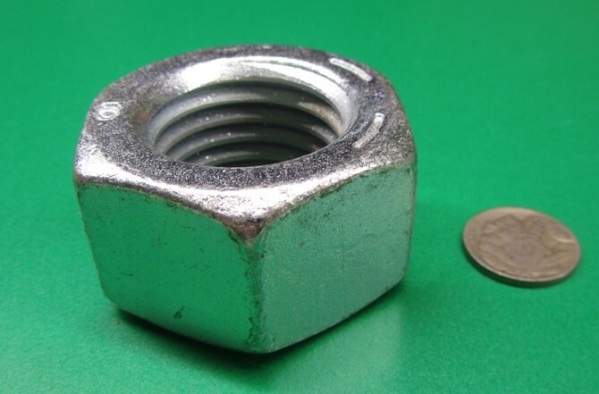Grade 8 Steel Armor Coat Hex Nut RH, 1 3/8