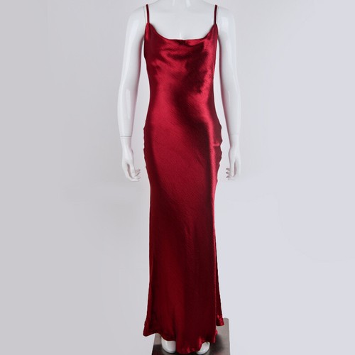 Women Satin Slip Dress Spaghetti Strap Sexy Backless Maxi Dress Silk Long Dress - Bild 14 von 24