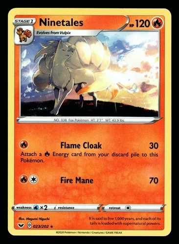 Pokemon Ninetales 023/202 Schwert & Schild seltene Karte