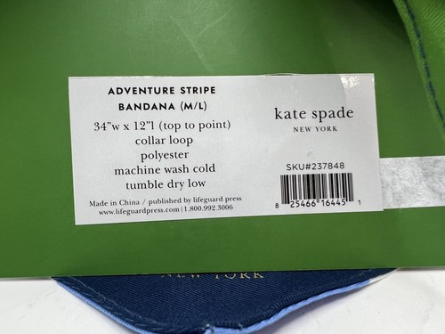 Kate Spade Pet Bandana Adventure Stripe M/L Dog 34” x 12” NEW - Picture 5 of 5